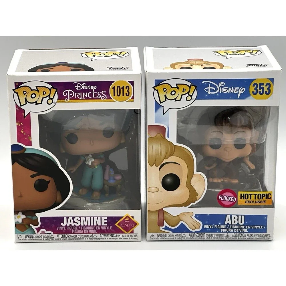 Vaulted Funko POP! Flocked HT #353 Abu & #1013 Princess Jasmine Vinyl Figure Lot